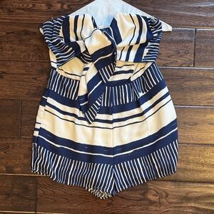 Navy and White Striped Romper